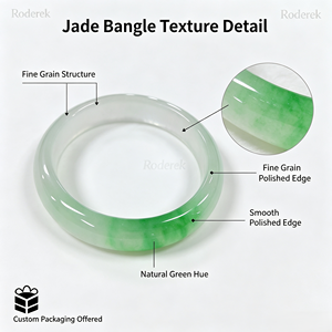 Pulsera de cuarzo translúcido helado al por mayor, brazalete plano de jade con tono verde brillante flotante para mujer, joyería de regalo - Product Image 3