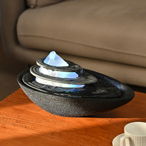 Adornos de Cristal de Resina Cuadrados Creativos con Agua Circulante, Hechos a Mano, con Luz, Modernos, para el Hogar, Oficina, Escritorio, Feng Shui - Product Image 5