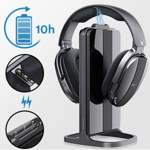 ชุดหูฟังไร้สายสำหรับทีวีระบบ RF 100ft 2.4GHz ชุดหูฟังสเตอริโอแบบครอบหูแท่นชาร์จแบบชาร์จสำหรับโทรทัศน์ - Product Image 3