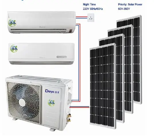 Off grid 9000btu 1hp 0.75ton solar air conditioner battery for backup