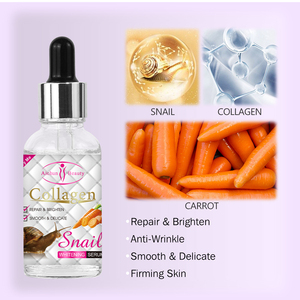 Sérum éclaircissant au collagène d'escargot pour le visage Extrait de carotte Réduire les rides du visage Sérum raffermissant et raffermissant pour la peau délicate pour le visage - Product Image 3