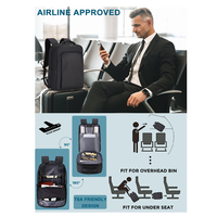 Sac à dos de voyage professionnel approuvé pour le vol, imperméable, avec compartiment pour ordinateur portable et port USB, extensible, sac à dos intelligent pour homme