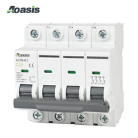 Disjoncteur miniature AON-63 Dz47 4P MINI MCB 2A à 63A 400V AC 6KA sur rail DIN pour unité de distribution de terminaux électriques