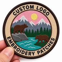 Écussons brodés personnalisés, forme ronde, paysage naturel couleur intégrale, logo, à thermocoller ou à coudre, pour veste, chapeau, sac à dos, vente en gros