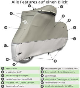 Housse de <span class=keywords><strong>moto</strong></span> extérieure et intérieure respirante, résistante à la chaleur, imperméable et à la déchirure, résistante aux UV et à l'hiver - Product Image 3