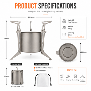 Aangepaste ultralichte titanium alcoholbrander 100ml draagbare campingbrander opvouwbare outdoor backpacking kooktoestel - Product Image 6