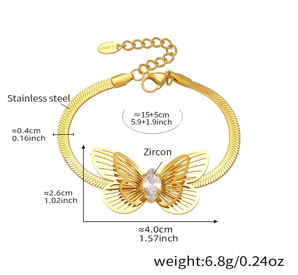 สร้อยคอเพทายผีเสื้อสีทอง-15 + 5ซม
