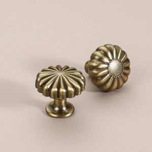Leather French Vintage Brass Cabinet Knobs Round Single Hole Durable Drawer Wardrobe Handles Bronze Color - Product Image 3