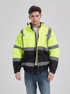 Blouson bomber en coton personnalisable haute visibilité ANSI Classe 2 pour l'hiver, imperméable, réfléchissant, <span class=keywords><strong>veste</strong></span> de travail de sécurité, logo personnalisé doré - Product Image 6