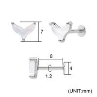 Pierres d'opale piercing à lèvres résine de luxe fil interne Tragus Labret piercing à lèvres goujon usine bas prix en gros