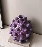 Vase en céramique artisanal 3D moderne de luxe, motif floral violet, pour décoration de table et d'intérieur