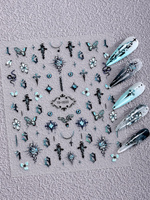 Autocollants pour ongles en relief 5D gothiques en forme de rose, décalcomanies 2025, colle douce, bricolage, enveloppes pour ongles gothiques, forme de cœur, décalcomanies 3D
