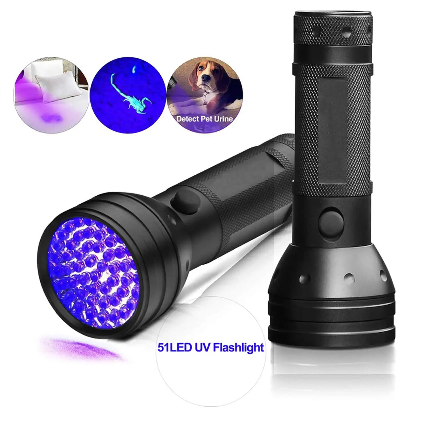51 Led 395 Nm Ultraviolet Torch Blacklight Uv Flashlight Black Light For Pet Dog Cat Urine Bed Bug Detector