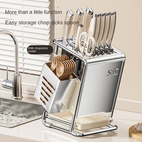 GREENSIDE Support de rangement pour couteaux de cuisine modernes et durables en acier inoxydable 30x30x30cm Comptoir non pliant