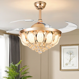 Lámpara de ventilador de cristal de <span class=keywords><strong>loto</strong></span> creativa con control remoto espectro completo <span class=keywords><strong>viento</strong></span> suave luz de ventilador de techo para el hogar restaurante dormitorio - Product Image 4