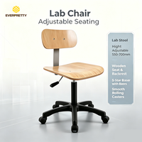 Chaises de laboratoire pivotantes en bois avec roulettes pour projets de mobilier de laboratoire en gros