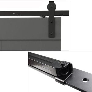 Puerta Corredera Moderna de Alta Resistencia con Cierre Suave, Fácil Instalación para Riel de Puerta de Granero, Mecanismo sin Perforaciones, Cubierta de Plástico Negra - Product Image 6