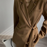 2025 OEM personnalisé nouveau printemps haut de gamme élégant dame Blazer veste à manches longues simple boutonnage femmes surdimensionné Blazer manteau avec ceinture