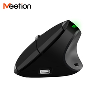Mouse Gaming Nirkabel Meetion R390 Desain Ergonomis 2.4Ghz, Nyaman Digenggam, Mouse Vertikal Nirkabel dengan Lampu untuk Kantor