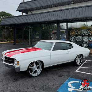Cerchi in alluminio SJ 2 pezzi Deep Dish cromati oro con rivetti 18x10 5x120.65 6061-T6 per Chevrolet C10 Classic Chevy <span class=keywords><strong>Impala</strong></span> Muscle Car - Product Image 4