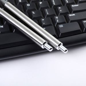 No Clip Minimalist All Stainless Steel Click Gel <b>Pen</b>, Seamless Brushed Metal <b>Retractable</b> Signature <b>Pen</b> Custom Laser Logo - Product Image 4