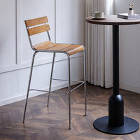 Tabouret de bar empilable en bois courbé de style nordique avec structure en acier, chaise de comptoir pour la maison, le café, le restaurant, tabouret haut vintage