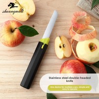 2-in-1 Fruit- en Groentemes Schilmesje Dubbele Kop Roestvrij Staal Keukenhulp voor Thuis Kamperen Picknick Reizen Buiten Groothandel