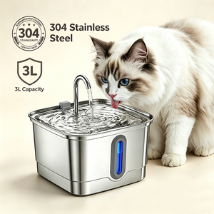 เครื่องให้น้ำสัตว์เลี้ยงอัตโนมัติขนาด 3.2 ลิตร ทำจากสแตนเลสทั้งหมด พร้อมระบบเซ็นเซอร์อินฟราเรดอัจฉริยะ สำหรับสุนัขและแมว ใช้ในบ้าน - Product Image 1