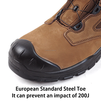 Bottes de travail montantes OEM direct usine, à laçage rotatif, embout et plaque anti-perforation en acier, semelle PU+PU, en cuir nubuck, pour l'exploitation minière