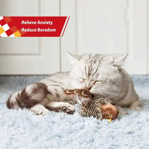 Lông mô phỏng thiết kế mèo đồ chơi thân thiện với môi trường thực sự chim hát chim sẻ Chim Đồ chơi với 3 chế độ vỗ mèo đồ chơi - Product Image 2