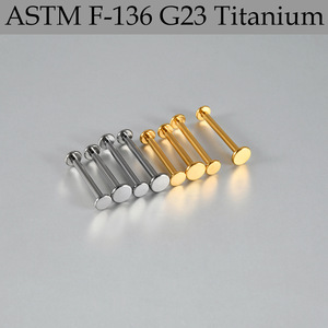 Joyería de Titanio ASTM F136 con Zirconia y Oro, Disco Plano Circular, Piercing para Lengua, Arete, Anillo de Labio, Cartílago, Hélix, Tragus - Product Image 5