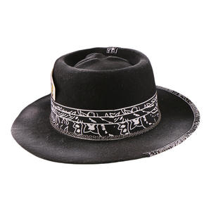 Nouvel Arrivage <span class=keywords><strong>Chapeau</strong></span> Fedora en Feutre <span class=keywords><strong>de</strong></span> Laine Noir Style <span class=keywords><strong>Magicien</strong></span> avec Accent Cartes à Jouer, <span class=keywords><strong>Chapeau</strong></span> <span class=keywords><strong>de</strong></span> Performance Style Gangster Showtime - Product Image 4