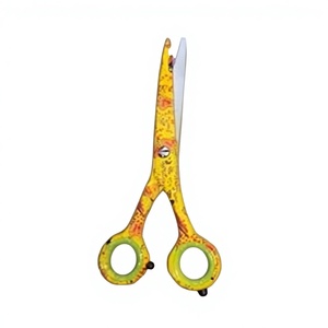 Salon Quality Yellow Printed Hair Scissors Stainless Steel Paper Coated Barber <b>Shears</b> for Precision Styling for Smooth Salon - Product Image 1