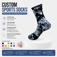 Chaussettes de sport en coton personnalisables ODM, broderie tie-dye, tendance, colorées, respirantes, confortables, durables, chaussettes de mode pour hommes et femmes