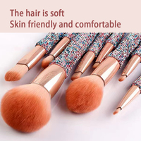 Ensemble de 8 pinceaux de maquillage professionnels, incrustés de diamants, poils synthétiques, outils pour le visage, seau, bâton, perceuse, débutant, poudre libre, fard à paupières