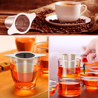 Infuseur à thé en acier inoxydable pour thé et café en vrac passoire à mailles extra fines avec double poignée et couvercle sous-verre