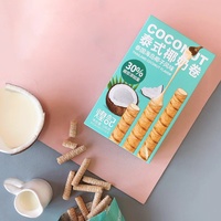 Grosir makanan ringan eksotis rol Wafer biskuit Thailand rasa kelapa diisi rol wafer 106g