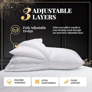 Customized Adjustable Luxury Pillows Set of <b>Back</b> & Stomach Sleepers Cooling Down Alternative Hotel Pillows - Product Image 3