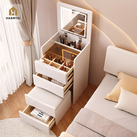 HarmTai Coiffeuse Moderne Intelligente avec Miroir LED pour Chambre, Rangement Maquillage, Multi-tiroirs, Gain de Place, Panneau Pré-assemblé