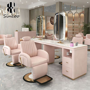 High Quality Double <b>Mirror</b> <b>Dressing</b> Station for Beauty Salons Hair Salon <b>Vanity</b> <b>Table</b> with Arched <b>Mirror</b> Salon Makeup <b>Table</b> - Product Image 2