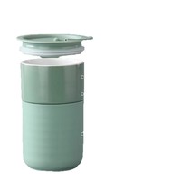 Vente en gros de tasses à café de voyage personnalisées en silicone de 360 ml avec couvercle en PP, gobelet en céramique portable