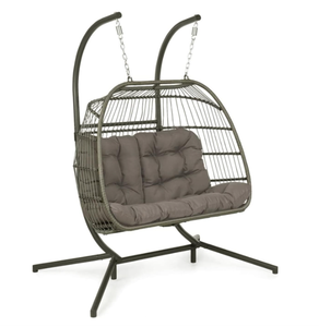 Dos personas colgando huevo <span class=keywords><strong>silla</strong></span> asientos dobles ratán columpio con <span class=keywords><strong>base</strong></span> en forma de U - Product Image 1