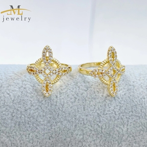 Accesorios de Moda JML Anillo Laminado en Oro de 14K <span class=keywords><strong>con</strong></span> Circonita Cúbica y Diamante Brillante <span class=keywords><strong>con</strong></span> Personalidad de Buena Suerte y <span class=keywords><strong>Brujería</strong></span> - Product Image 1