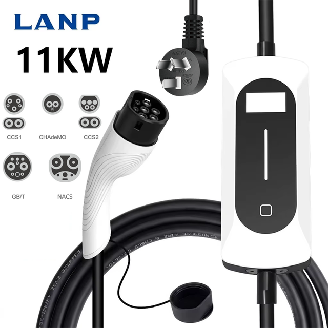 11KW 32A GBT EV Charger Electric Vehicle Fast Charging Station Pile IP67 Waterproof EVSE Home Portable EV Charger with 5m Cable