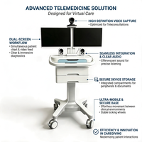 Chariot médical multifonctionnel en plastique ABS de qualité médicale, blanc, avec multiprise intégrée, support pour tablette, gestion intelligente des hôpitaux