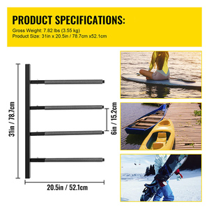 Support mural <span class=keywords><strong>vertical</strong></span> pour <span class=keywords><strong>planche</strong></span> à pagaie JH-Mech, 4 tiges, 31 pouces, confortable, avec structure en acier - Product Image 3