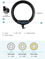 Lampe annulaire LED à écran tactile CPYP HQ-21S de 21 pouces, lumière d'appoint à intensité réglable avec télécommande pour vidéo YouTube et maquillage