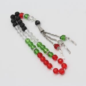 33 perles de prière en cristal de 10 mm, couleurs du drapeau de l'Islam, Émirats arabes unis, Palestine, perles de prière musulmanes, tasbih islamique, vente en gros, cadeau du Ramadan - Product Image 2