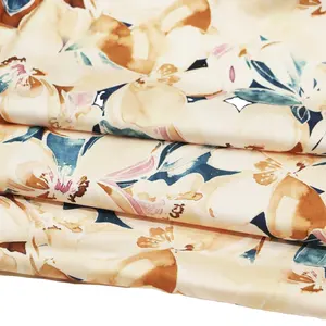 Polyester Floral Print Crinkle Pleated Bubble Crepe Chiffon Fabric For Dress