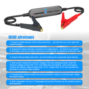 Konnwei เครื่องทดสอบแบตเตอรี่รถยนต์บลูทูธ12V แบบ BK100เครื่องวิเคราะห์แบตเตอรี่ตะกั่วกรดสำหรับแบตเตอรี่รถยนต์ agm, เจล <span class=keywords><strong>EFB</strong></span> - Product Image 6